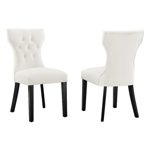 Pemberly Row 20&quot Modern Fabric Dining Chairs in Black/White (Set of 2)