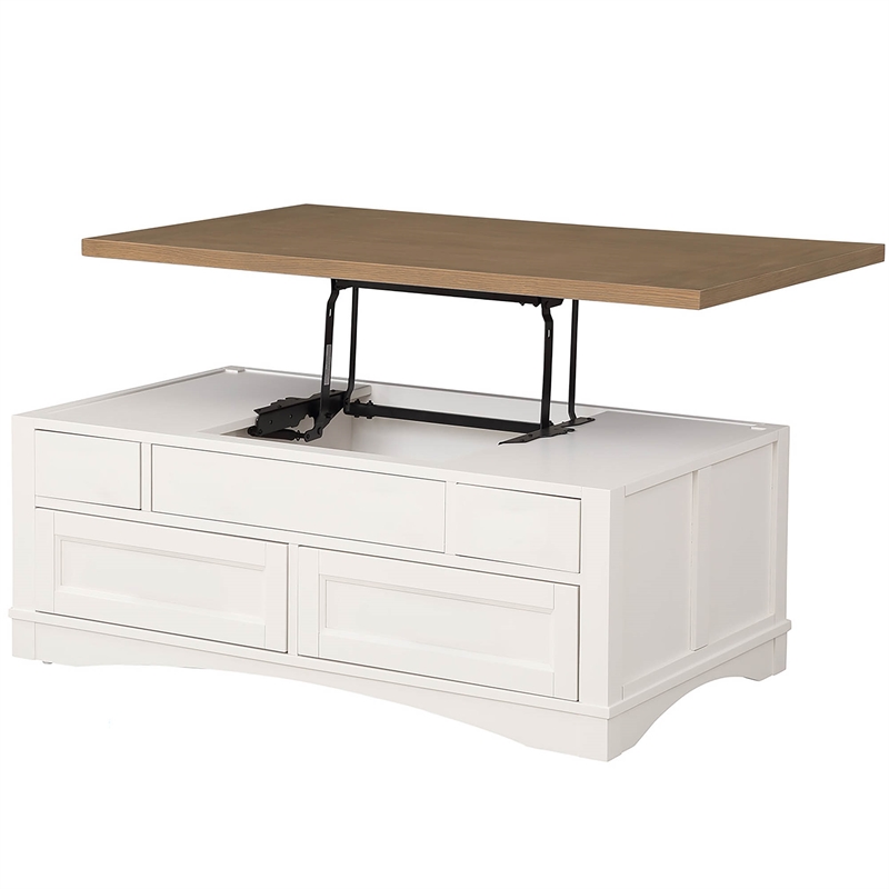 Pemberly Row Wood Cocktail Table with Lift Top in White Finish