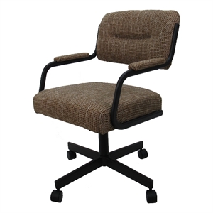 Pemberly Row Swivel Metal Caster Dining Chair M-110 - Checkered - Brown