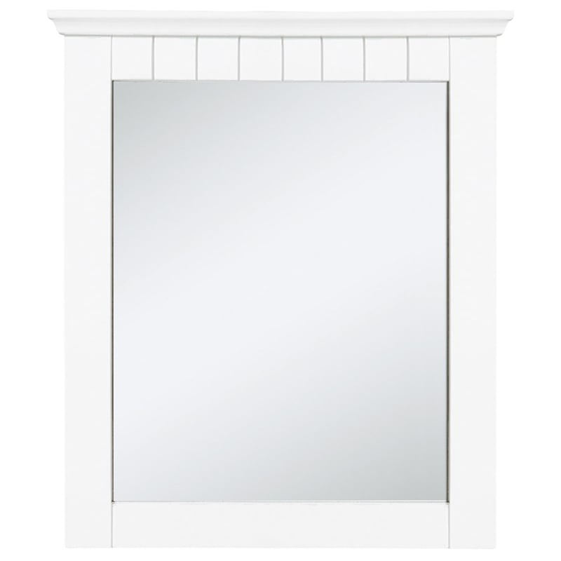 Pemberly Row Cottage Wall Mounted Wood Framed Vanity Mirror in White 21-Inch