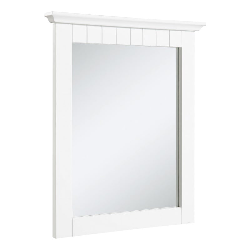 Pemberly Row Cottage Wall Mounted Wood Framed Vanity Mirror in White 21-Inch