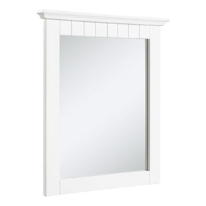 Pemberly Row Cottage Wall Mounted Wood Framed Vanity Mirror in White 21-Inch