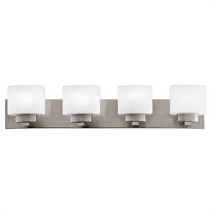Pemberly Row Silver Stainless Steel Vanity Light in Satin Nickel 4-Light