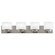 Pemberly Row Silver Stainless Steel Vanity Light in Satin Nickel 4-Light