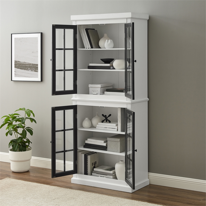 Pemberly Row 4-Door Modern Wood Tall Storage Pantry in White