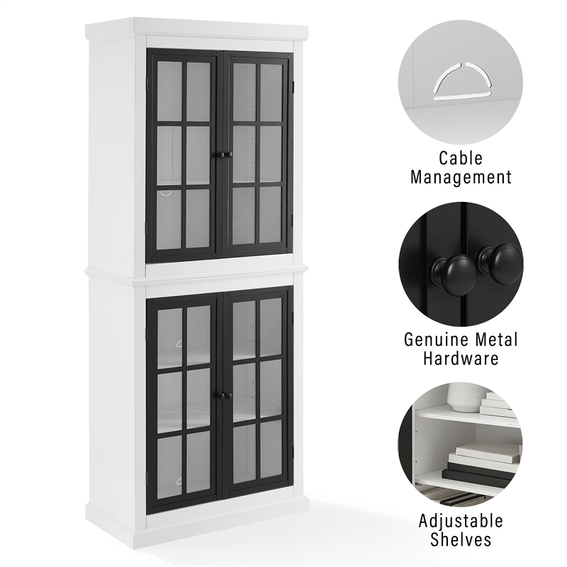 Pemberly Row 4-Door Modern Wood Tall Storage Pantry in White