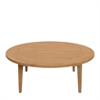 Pemberly Row Modern Round Teak Wood Outdoor Patio Coffee Table in Natural
