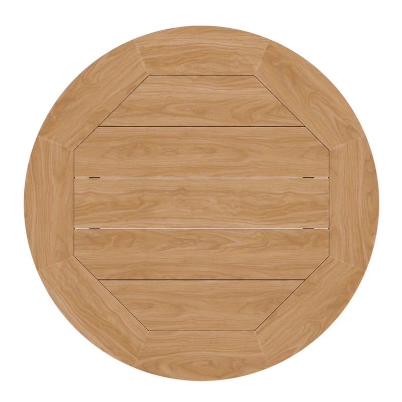 Pemberly Row Modern Round Teak Wood Outdoor Patio Coffee Table in Natural