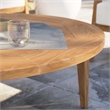Pemberly Row Modern Round Teak Wood Outdoor Patio Coffee Table in Natural
