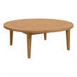 Pemberly Row Modern Round Teak Wood Outdoor Patio Coffee Table in Natural