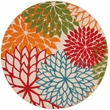 Pemberly Row 10' x Round Fabric Multi-Color Indoor/Outdoor Tropical Rug