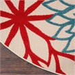 Pemberly Row 10' x Round Fabric Multi-Color Indoor/Outdoor Tropical Rug