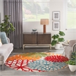 Pemberly Row 10' x Round Fabric Multi-Color Indoor/Outdoor Tropical Rug