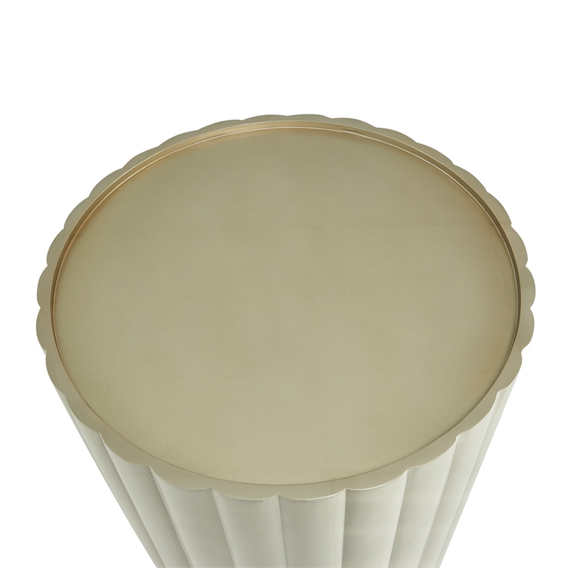 Pemberly Row Contemporary Round Glass Dining Table - Chardonnay