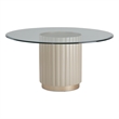 Pemberly Row Contemporary Round Glass Dining Table - Chardonnay