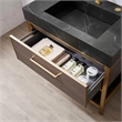Pemberly Row Single Sink Bath Vanity - Suleiman Oak w/ Black Sintered Stone Top