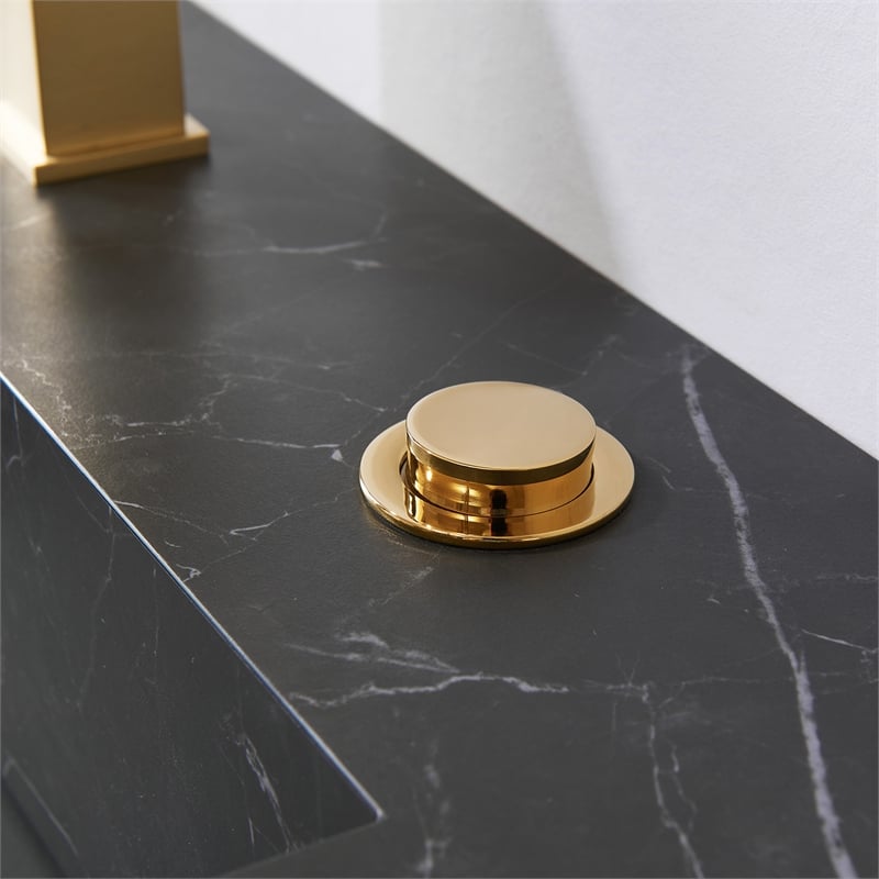 Pemberly Row Single Sink Bath Vanity - Suleiman Oak w/ Black Sintered Stone Top