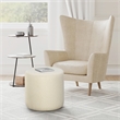 Pemberly Row Contemporary Ottoman in White Fabric Upholstery