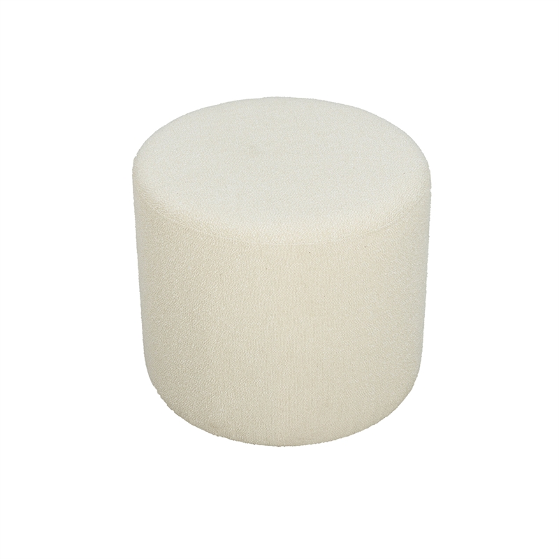 Pemberly Row Contemporary Ottoman in White Fabric Upholstery