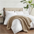 Pemberly Row Chunky Double Knit Contemporary Fabric Handmade Throw in Tan