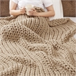 Pemberly Row Chunky Double Knit Contemporary Fabric Handmade Throw in Tan