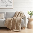 Pemberly Row Chunky Double Knit Contemporary Fabric Handmade Throw in Tan