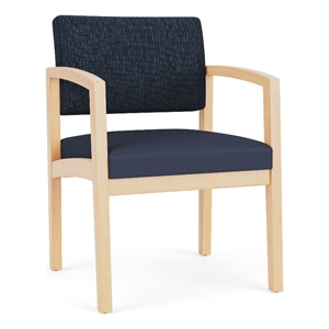 Pemberly Row Reception Waiting Room Guest Chair/Natural Wood/Blue/Blue
