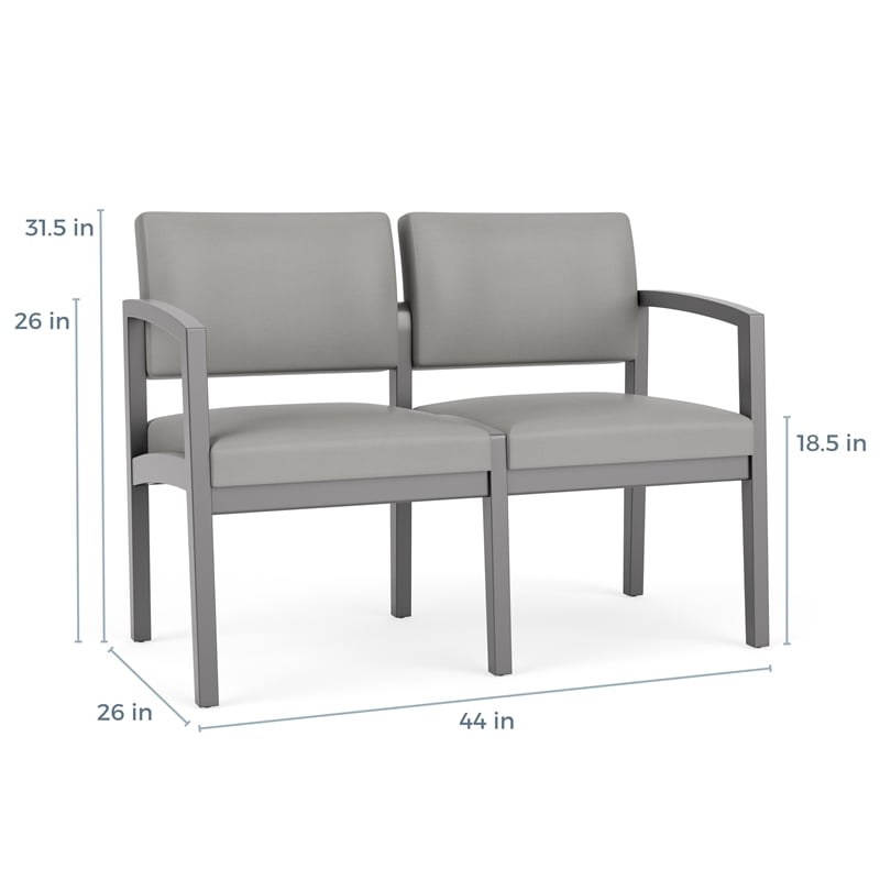 Pemberly Row Reception Waiting 2-Seat Tandem Seating/Walnut Wood/Brown