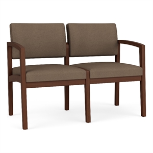 Pemberly Row Reception Waiting 2-Seat Tandem Seating/Walnut Wood/Brown