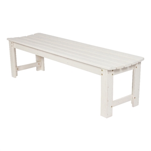 Pemberly Row 60&quot Cedar Wood Backless Patio Porch Garden Bench in White