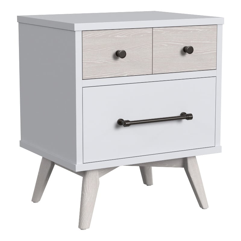 Pemberly Row 2-Drawer Modern Wood Nightstand in Ash Linen White