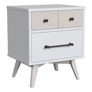 Pemberly Row 2-Drawer Modern Wood Nightstand in Ash Linen White