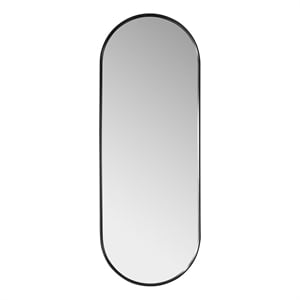 Pemberly Row 48&quot Oval Aluminum Bathroom Vanity Mirror in Brushed Black