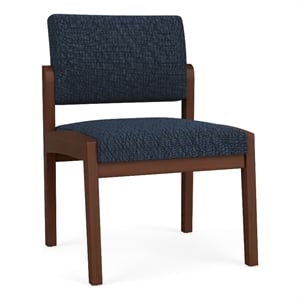 Pemberly Row Reception Waiting Room Armless Guest Chair/Walnut Wood/Blue