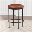 Pemberly Row Caramel Faux Leather and Metal Backless Counter Height Stool