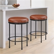 Pemberly Row Caramel Faux Leather and Metal Backless Counter Height Stool