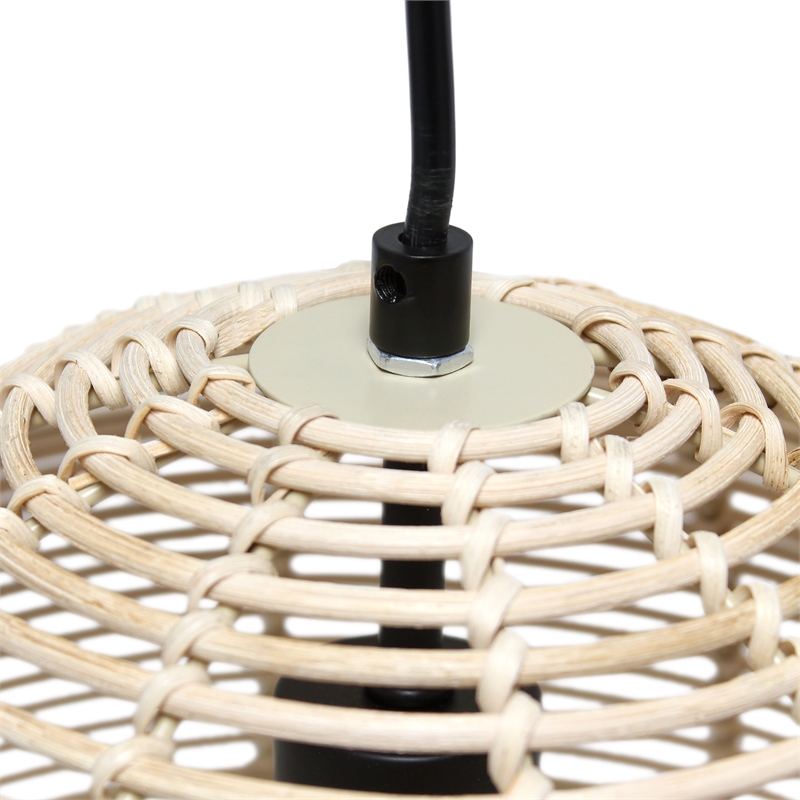 Pemberly Row Modern / Contemporary Natural Tan Wicker Globe Pendant