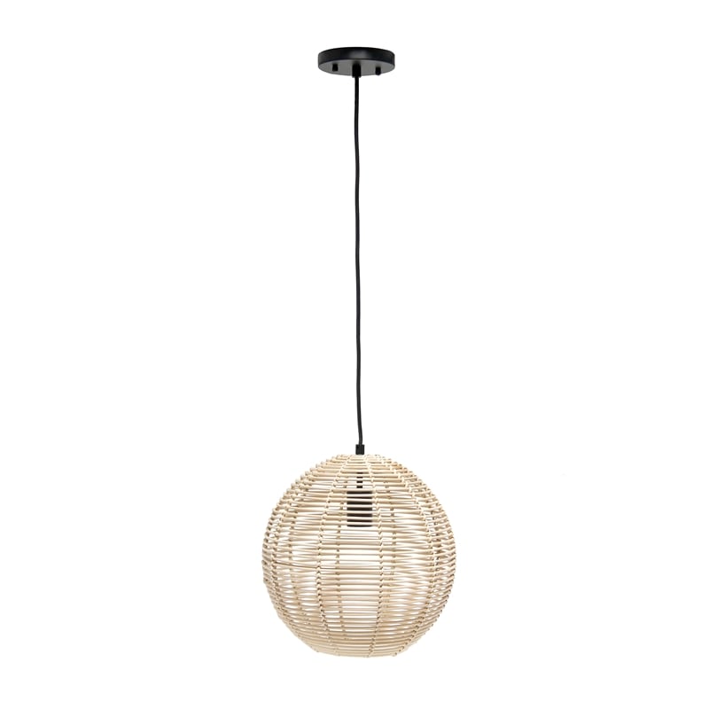 Pemberly Row Modern / Contemporary Natural Tan Wicker Globe Pendant