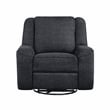Pemberly Row Chenille Upholstered Swivel Reclining Chair in Ebony