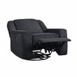 Pemberly Row Chenille Upholstered Swivel Reclining Chair in Ebony