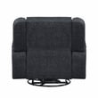 Pemberly Row Chenille Upholstered Swivel Reclining Chair in Ebony