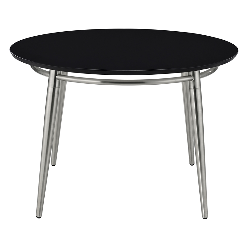 Pemberly Row Round Coffee Table with Engineered Wood Black Top