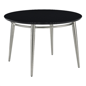 Pemberly Row Round Coffee Table with Engineered Wood Black Top