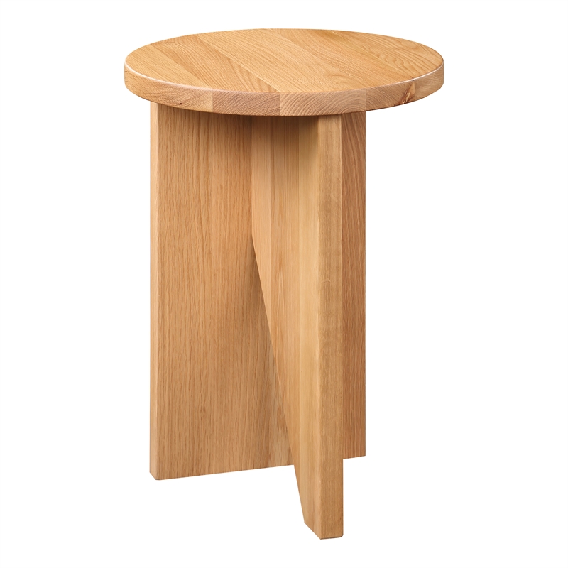 Pemberly Row Contemporary Solid Wood Accent Table in Natural Oak