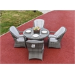 Pemberly Row Patio 5Pcs Gray Round Aluminum Rattan Outdoor Dining Set w/ Chairs
