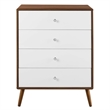 Pemberly Row 4-Drawer Particleboard Wood Chest in Walnut/White