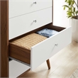Pemberly Row 4-Drawer Particleboard Wood Chest in Walnut/White