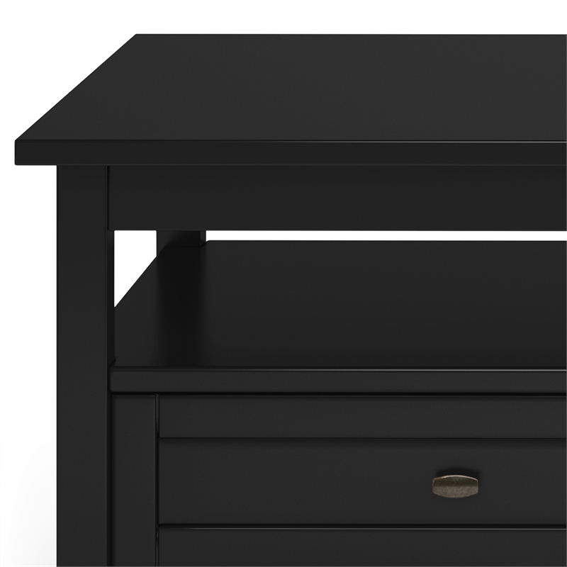 Pemberly Row Warm Shaker Rectangle Transitional Solid Wood Coffee Table in Black