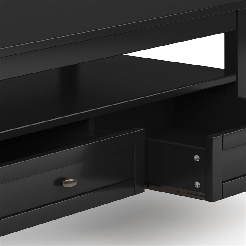 Pemberly Row Warm Shaker Rectangle Transitional Solid Wood Coffee Table in Black