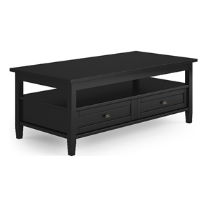 Pemberly Row Warm Shaker Rectangle Transitional Solid Wood Coffee Table in Black